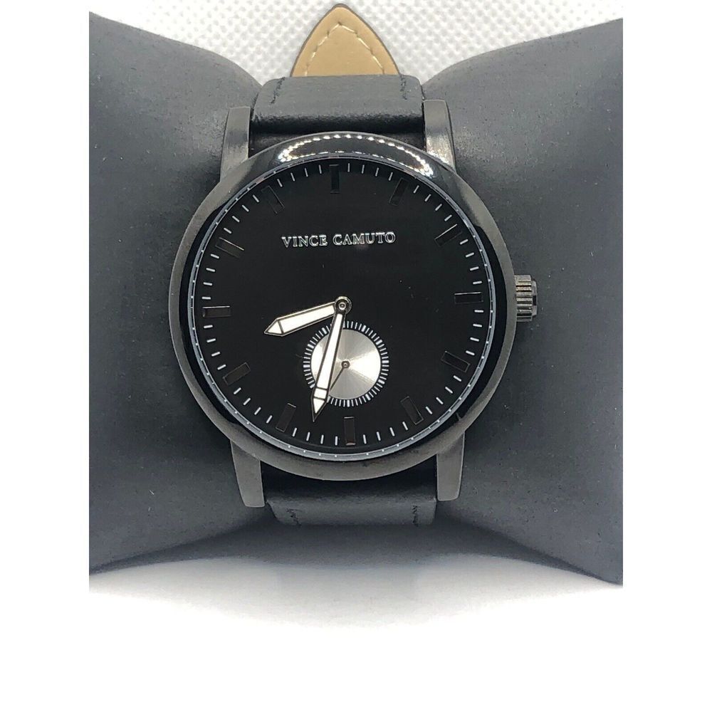 Vince Camuto Unisex Black Leather Digital Black Dial Quartz Genuine Watch OP209